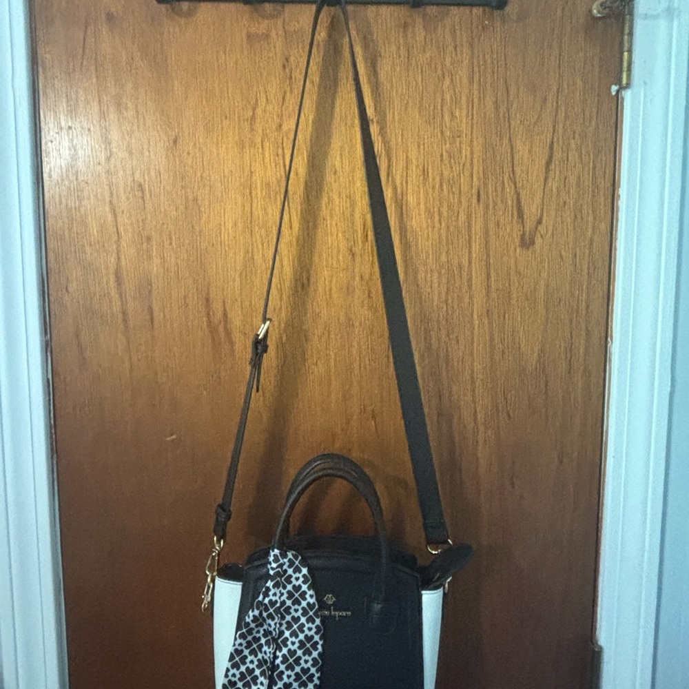 Nanette Lepore Black and White Satchel with Patterned Scarf